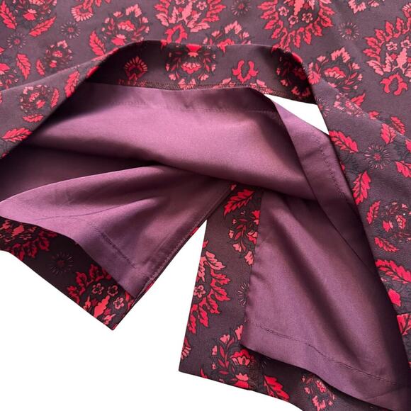 Ann Taylor Pencil Skirt Womens Sz 8 Red Damask Print Lined Professional Academia - Picture 2 of 8